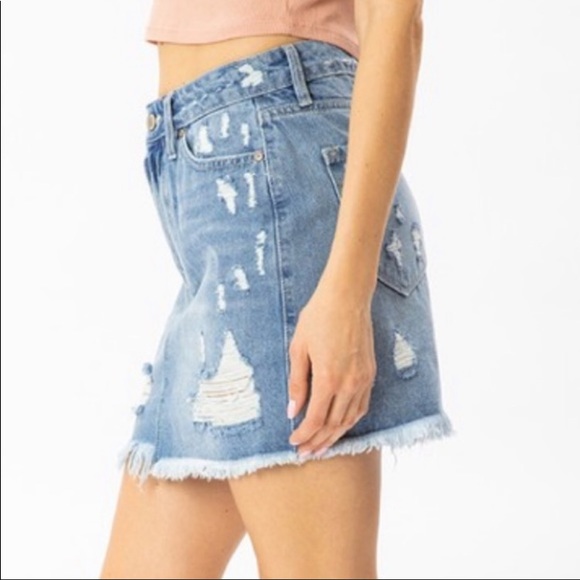 NWT KanCan Distressed Denim Jean Skirt - Picture 5 of 15